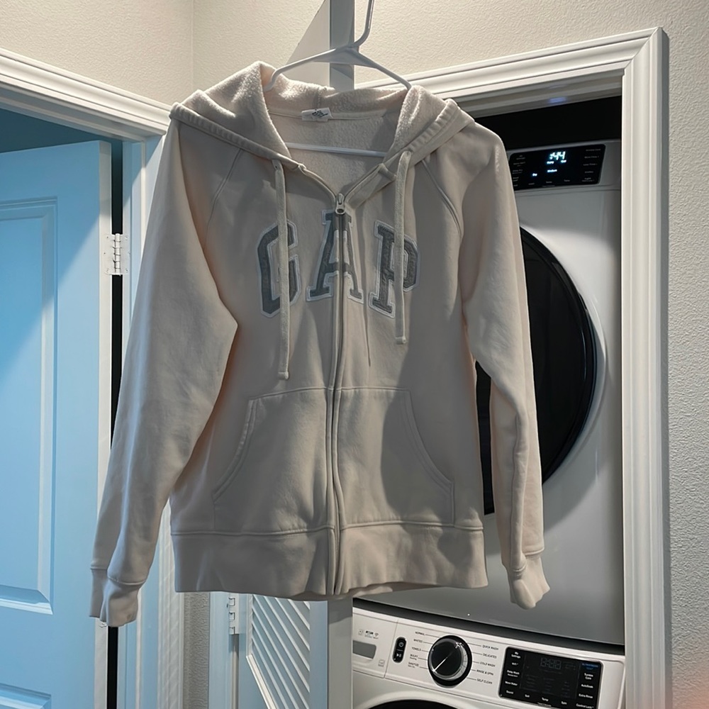 Creme gap zip up hoodie